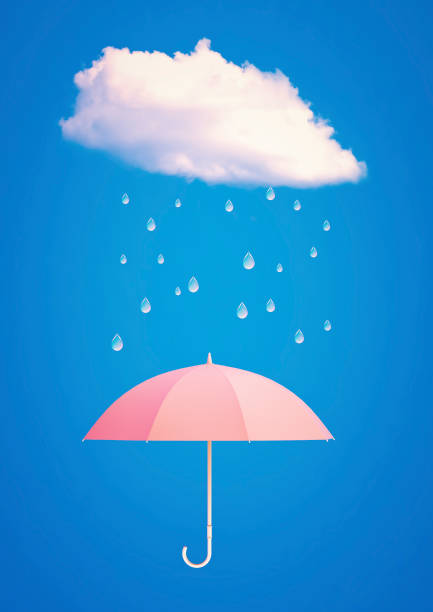 istock 3D Render of Rain Drops Falling on Umbrella 1495174260