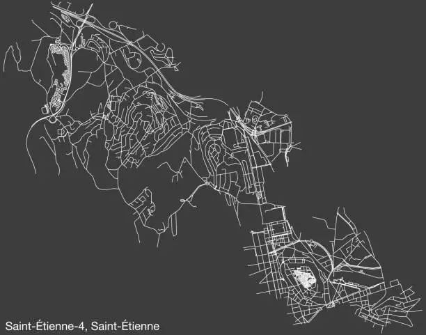 Vector illustration of Street roads map of the SAINT-ÉTIENNE-4 CANTON, SAINT-ÉTIENNE