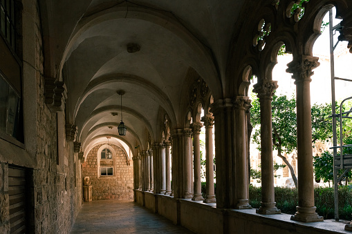 Dubrovnik Dominican Monastery Inner Courtyard, Beautiful Masterpiece of the Gothic Architecture of 15th century