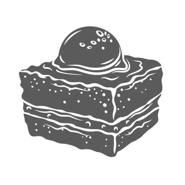 Vector illustration of Ekmek Kadayifi, Turkish Dessert Glyph Icon