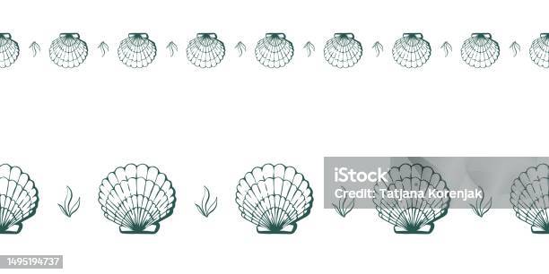 Cute Simple Shells Pattern Cute Hand Drawn Sea Shells Seamless Horizontal Pattern Stock ...