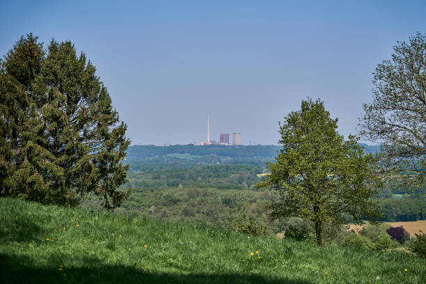 coal fired power plant producing electricity.