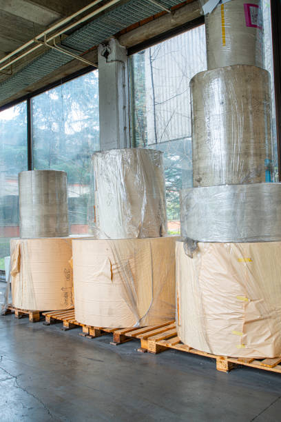 istock Paper rolls in printing factory ready for printing 1495198119