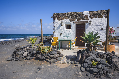 Small beach house around El Golfo at Lanzarote, Canary Islands,Spain.