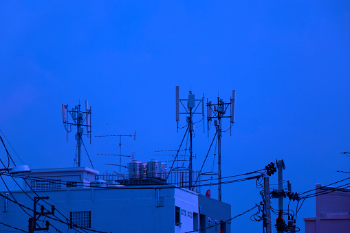 Communication towers and TV antennas