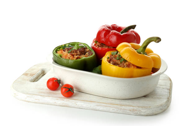 istock Stuffed pepper in bowl isolated on white background 1495200553