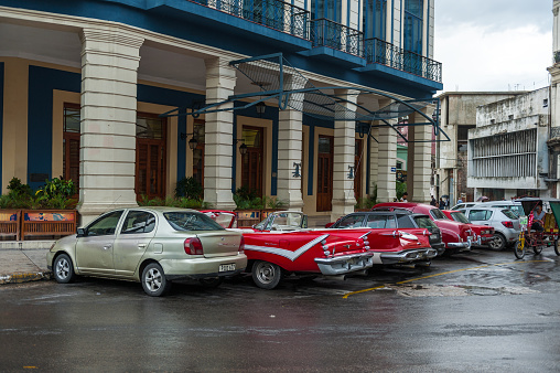 Havana, Cuba - October 21, 2017: Old Cars in Havana, Cuba