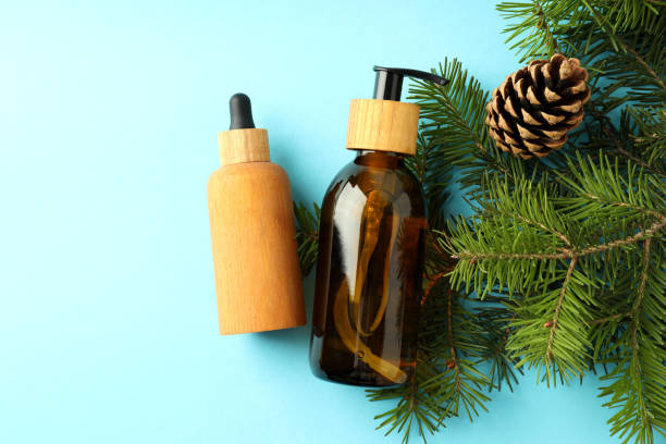 istock Composition with winter cosmetic products on blue background 1495203103