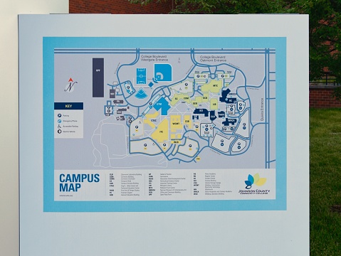 Overland Park, Kansas - May 31, 2023: Johnson County Community College Campus Map