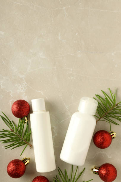 istock Composition with winter cosmetic products on light textured background 1495203566