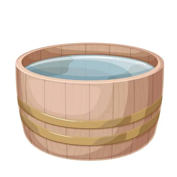 Vector illustration of Wooden Tub With Water