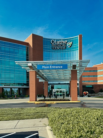 Olathe, Kansas - June 1, 2023: Olathe Health Parade of Hearts at Main Entrance
