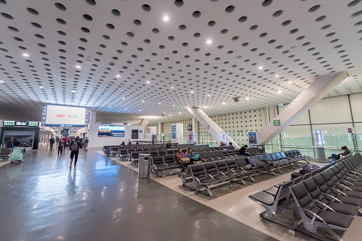 Mexico - October 27, 2017: Mexico City International Airport. Benito Juarez Airport. Departure Area.