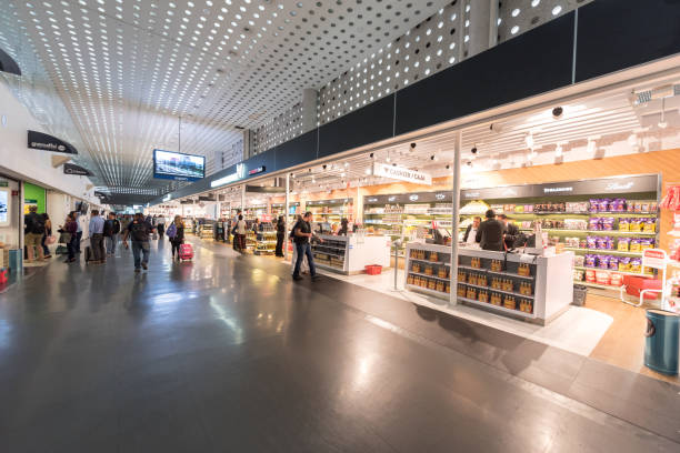 Mexico City International Airport. Benito Juarez Airport. Departure Area. Mexico - October 19, 2017: Mexico City International Airport. Benito Juarez Airport. Departure Area. retail digital signage stock pictures, royalty-free photos & images