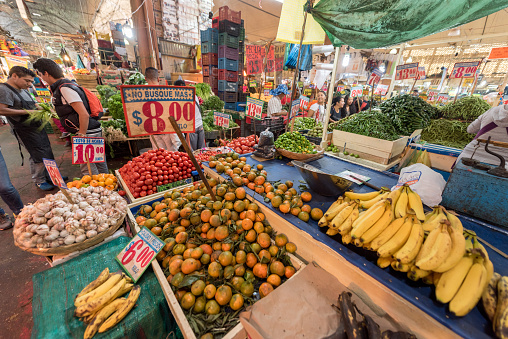 Mexico - October 19, 2017: Mexico Market With Fruits and Vegetables.