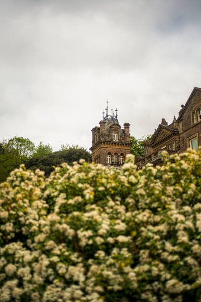 istock Cloudy sky above English manor house. 1495209652