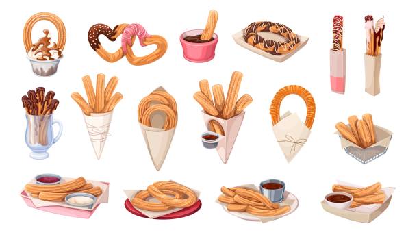 Churros Set vector art illustration