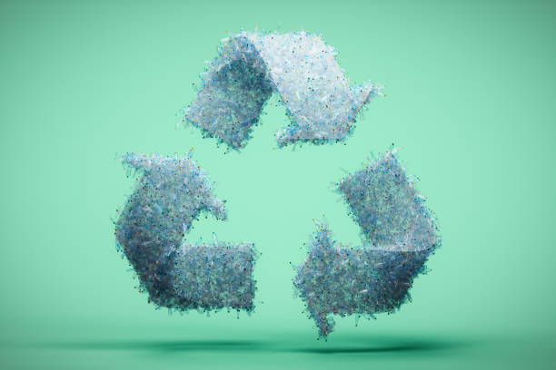 Plastic Bottles Forming Recycling Symbol stock photo