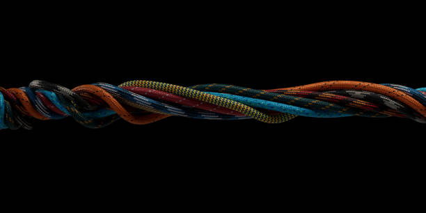 istock Colorful 3D Rendered Twisted Paracord with Clipping Path 1495217650