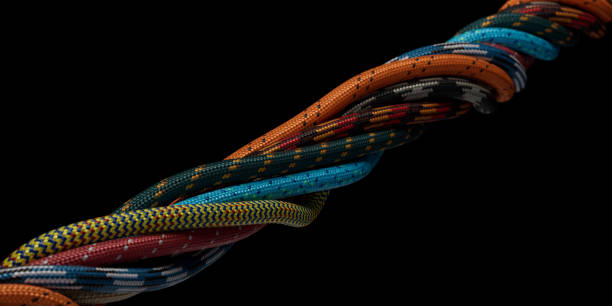 istock Colorful 3D Rendered Twisted Paracord with Clipping Path 1495221821