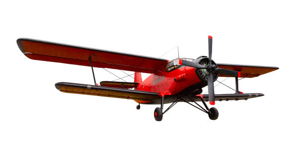istock Red agricultural plane against white background 1495224755