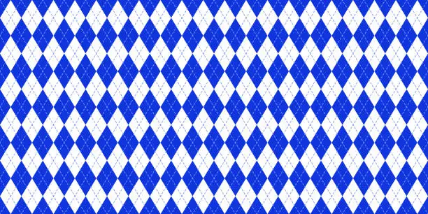 Vector illustration of Harlequin or bavarian seamless pattern in rblue and white colors