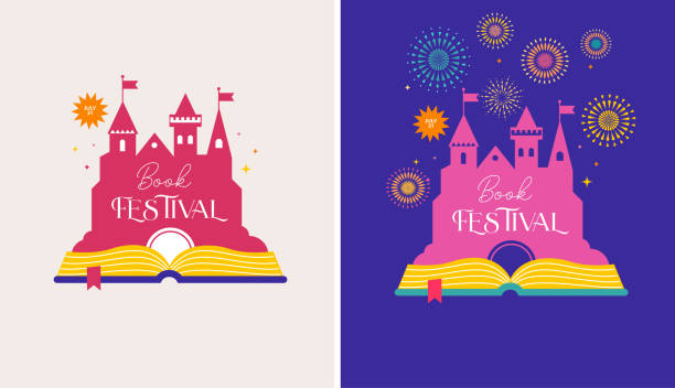 istock Book festival and background with open book and fairy tale castle 1495237826