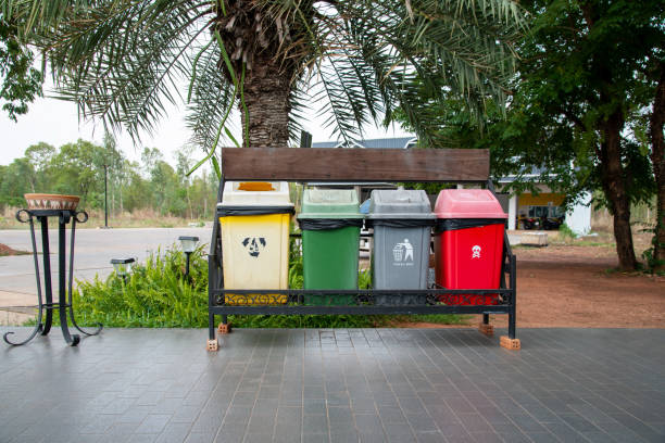 Garbage trash bins for waste segregation. Separate waste collection food waste, infection, biodegradable, non biodegradable and recycle trash bin. Multicolor trash bin.