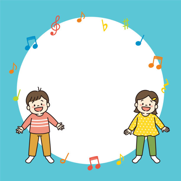 istock Square Web Banner Illustration of  Kids Singing a Song 1495243963