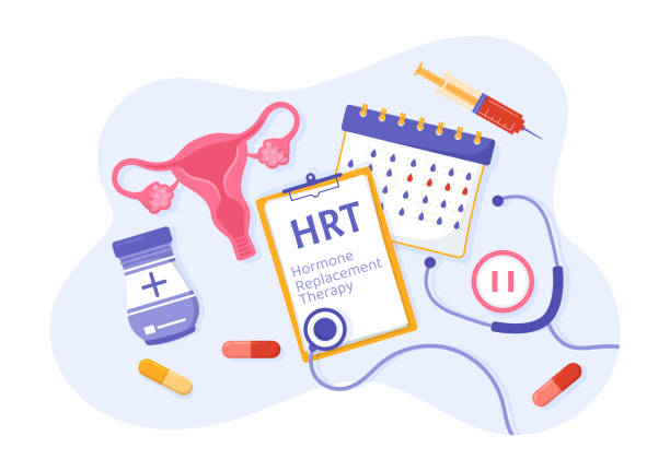 HRT or Hormone Replacement Therapy Acronym Vector Illustration with Treatment and Hormone Medication in Healthcare Cartoon Hand Drawn Templates HRT or Hormone Replacement Therapy Acronym Vector Illustration with Treatment and Hormone Medication in Healthcare Cartoon Hand Drawn Templates hormone therapy stock illustrations