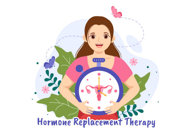 istock HRT or Hormone Replacement Therapy Acronym Vector Illustration with Treatment and Hormone Medication in Healthcare Cartoon Hand Drawn Templates 1495250774