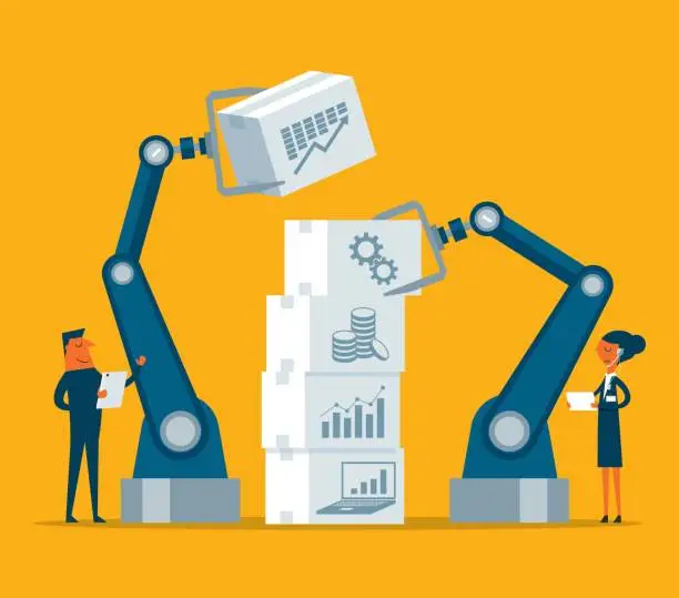 Vector illustration of Investment - Robot