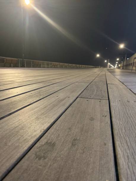 Empty Boardwalk At Night stock photo