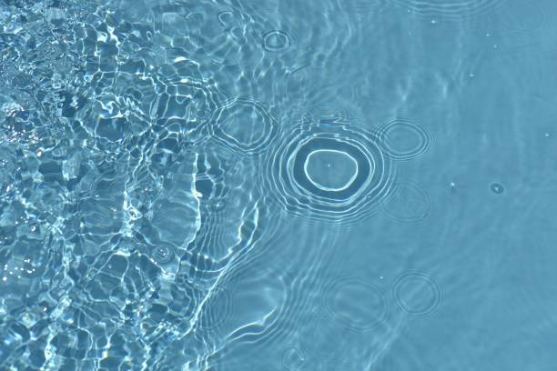 istock Blue water with ripples on the surface. Defocus blurred transparent blue colored clear calm water surface texture with splashes and bubbles. Water waves with shining pattern texture background. 1495259657