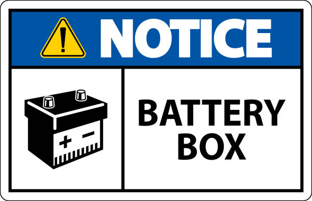 白い背景にアイコンサイン付きのバッテリーボックスに注意してください - fuel and power generation aa battery reusable点のイラスト素材／クリップアート素材／マンガ素材／アイコン素材