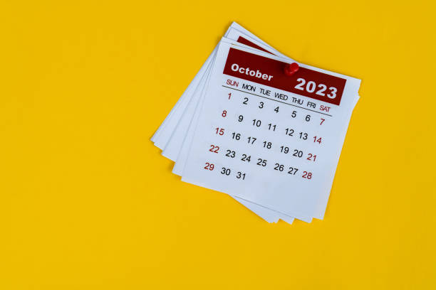 istock Close up of 2023 October calendar 1495275788