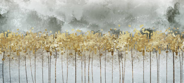istock 3d drawing of abstract marble art wallpaper for wall decor.Resin geode functional, like watercolor geode painting. golden, black, white, and light gray artwork background 1495278517