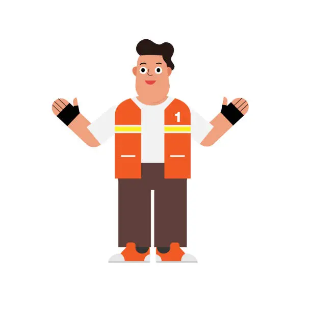 Vector illustration of Thai motorcycle taxi driver character flat design