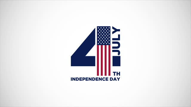 Happy Independence Day Video Animation. 4th Of July National Holiday. Lettering Text Design Footage