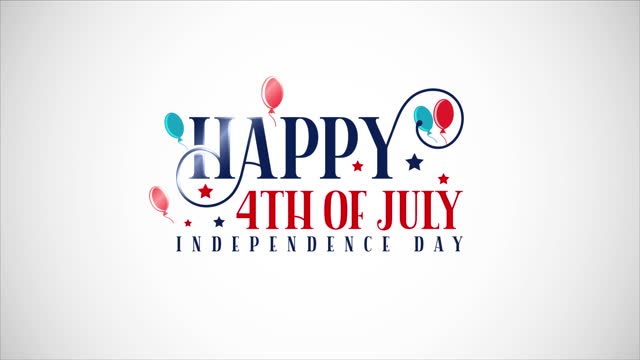 Happy Independence Day Video Animation. 4th Of July National Holiday. Lettering Text Design Footage