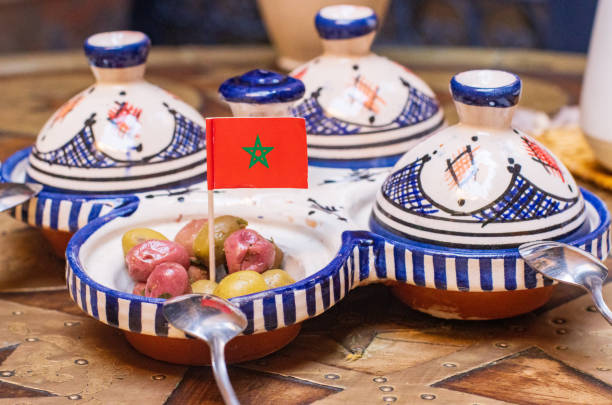 Olives with Cocktail Flag in Marrakesh, Morocco