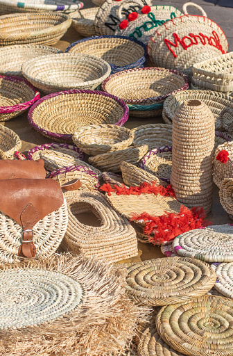 Hand Woven Baskets at Djemma el Fna Square in Marrakesh, Morocco