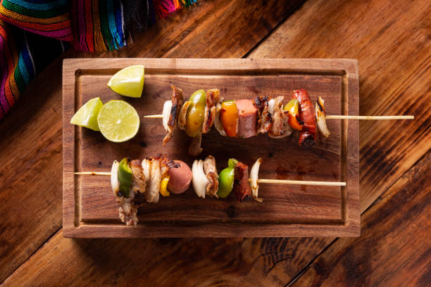 istock Homemade brochette Table Top View 1495286746