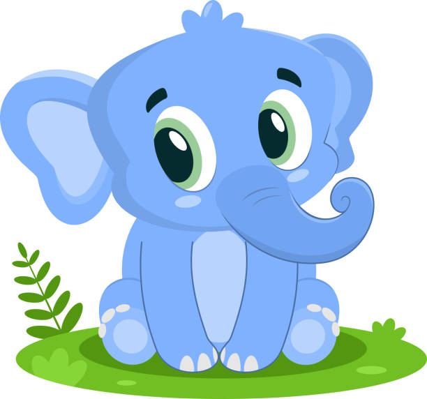 Cute Baby Elephant Animal Cartoon Character vector art illustration