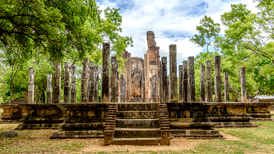 Ruins of the buddhist temple of Lankatilaka, in Polonnaruwa, Sri Lanka