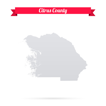 Map of Citrus County - Florida, isolated on a blank background and with his name on a red ribbon. Vector Illustration (EPS file, well layered and grouped). Easy to edit, manipulate, resize or colorize. Vector and Jpeg file of different sizes.