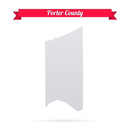Map of Porter County - Indiana, isolated on a blank background and with his name on a red ribbon. Vector Illustration (EPS file, well layered and grouped). Easy to edit, manipulate, resize or colorize. Vector and Jpeg file of different sizes.