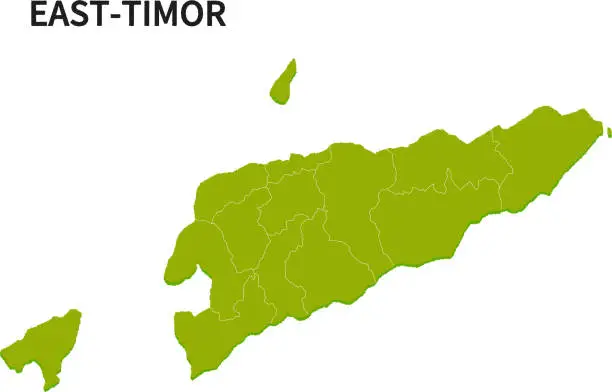Vector illustration of Map of provinces in East-Timor