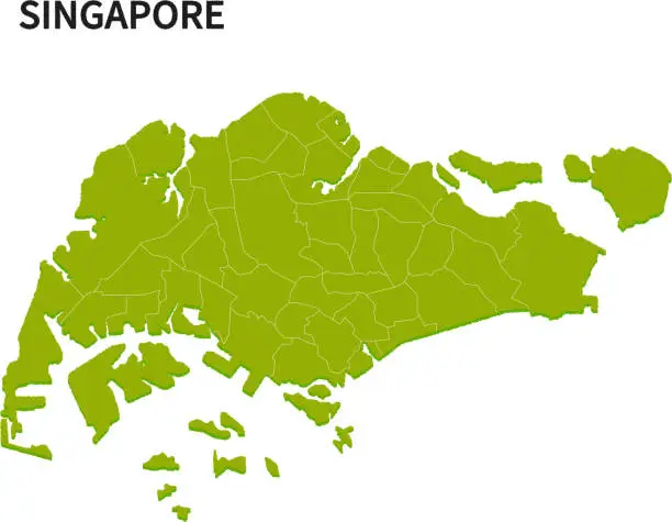 Vector illustration of Map of provinces in Singapore