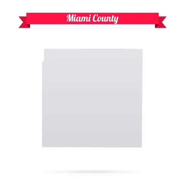 Vector illustration of Miami County, Kansas. Map on white background with red banner